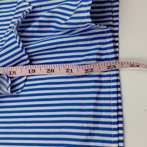 Draper James blouse top blue white striped cross over size 10 with snap Draper - Picture 8 of 8